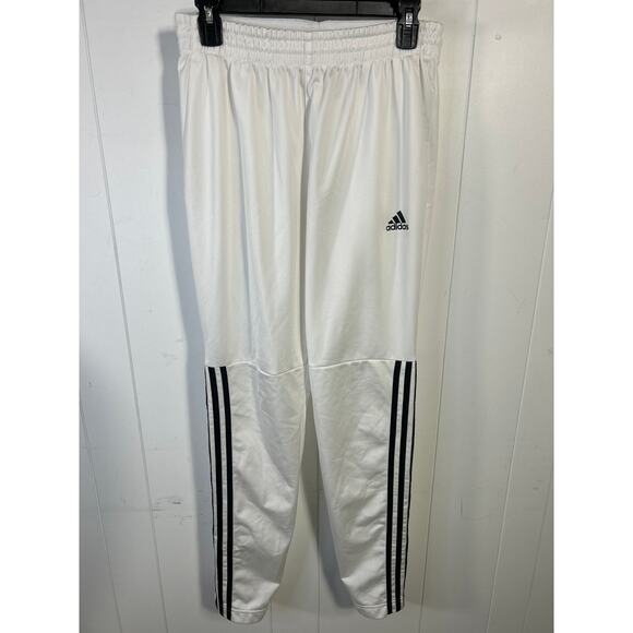 ADIDAS SNAP CALVES JOGGERS TRACK PANTS IN WHITE/BLACK. Size M - Picture 1 of 7